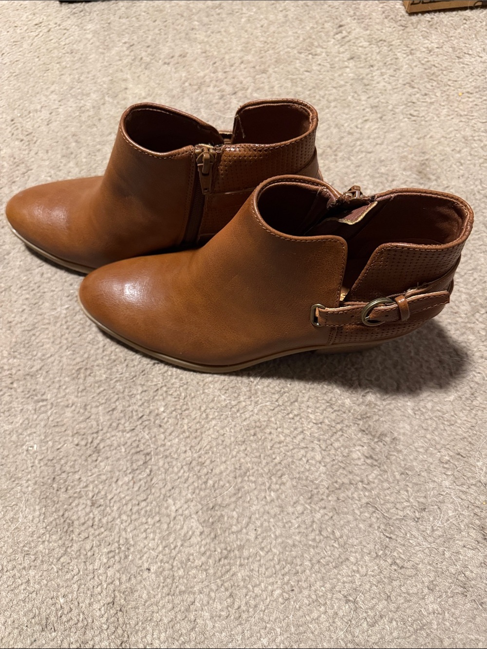 BareTraps Tan/Cognac Ankle Booties with Buckle Detail